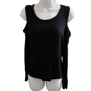 Charlotte Russe black ribbed cold shoulder top large